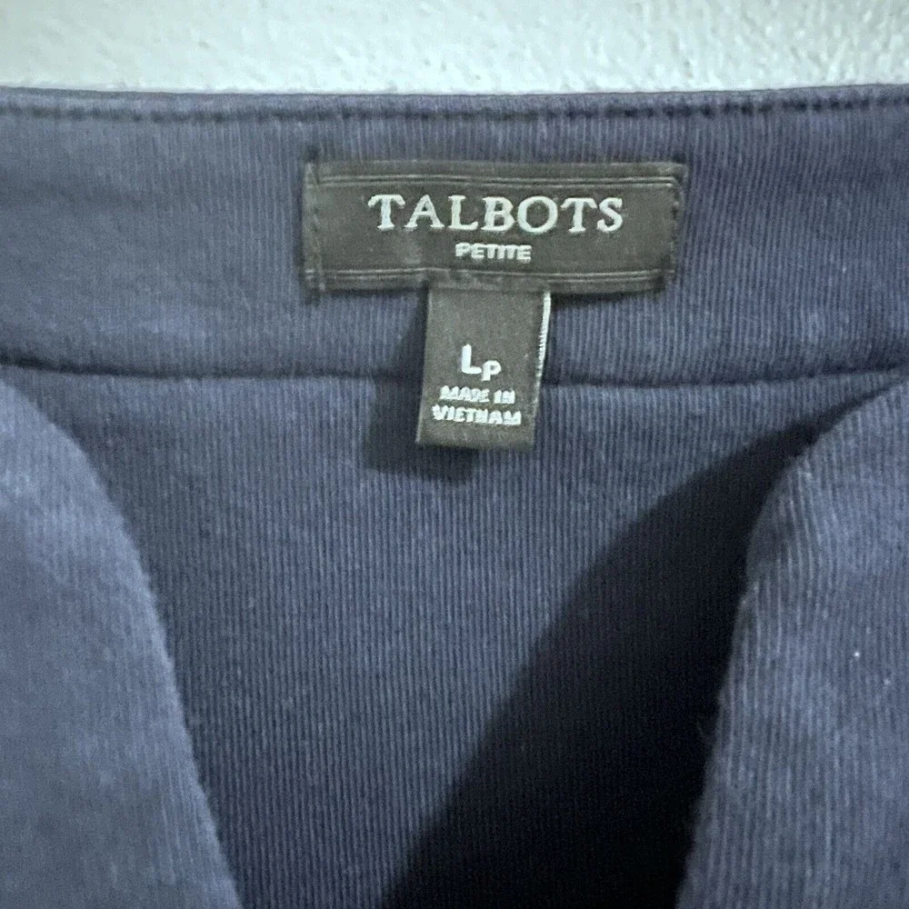 Talbots Petite Navy Blue Shift Slip On Dress Size L P Nautical Casual Minimal - Picture 4 of 6